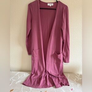 Pink Long Open Cardigan